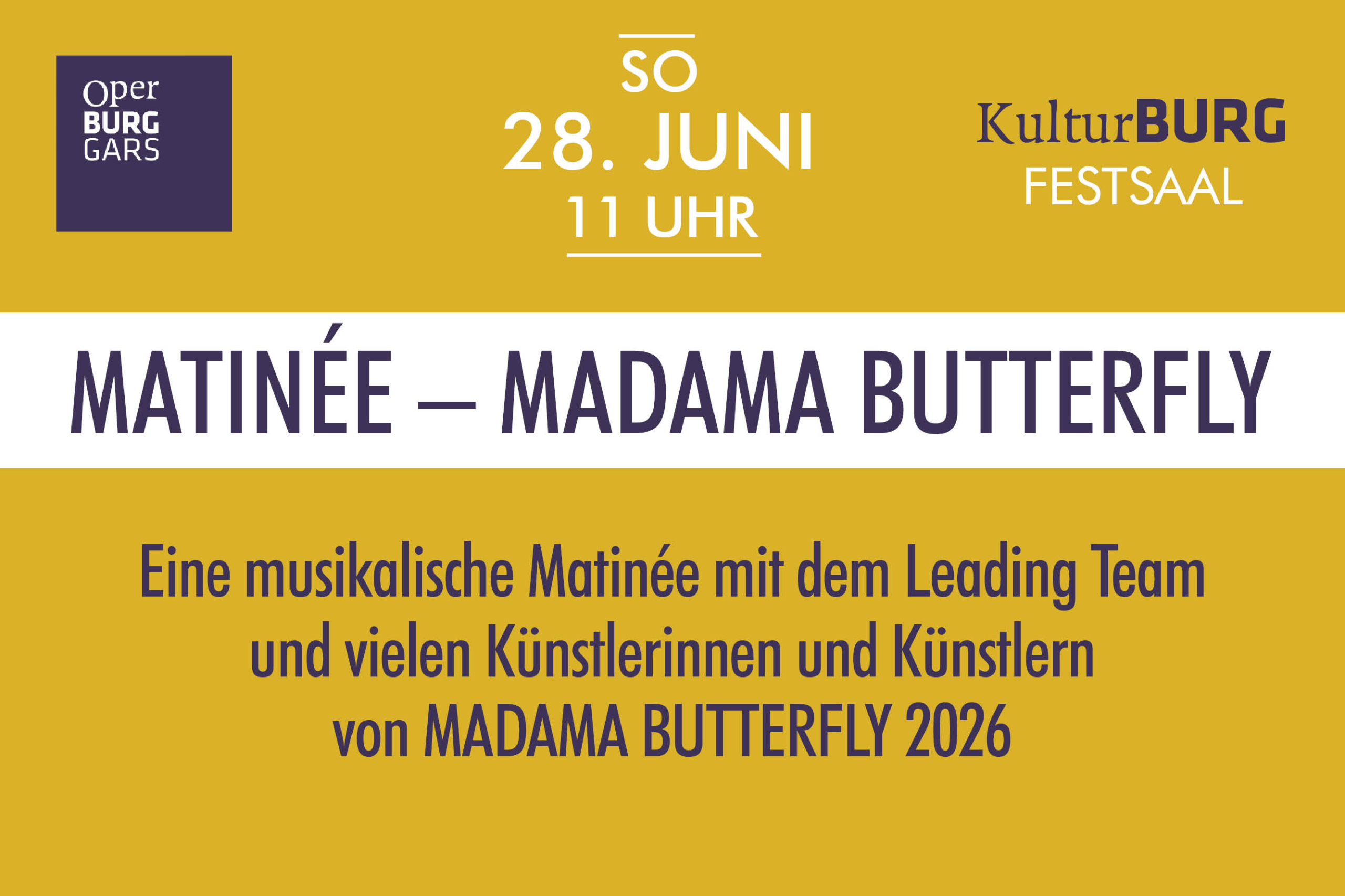Matinée MADAMA BUTTERFLY Sujet zur Veranstaltung mit Datum am 28. Juni um 11 Uhr